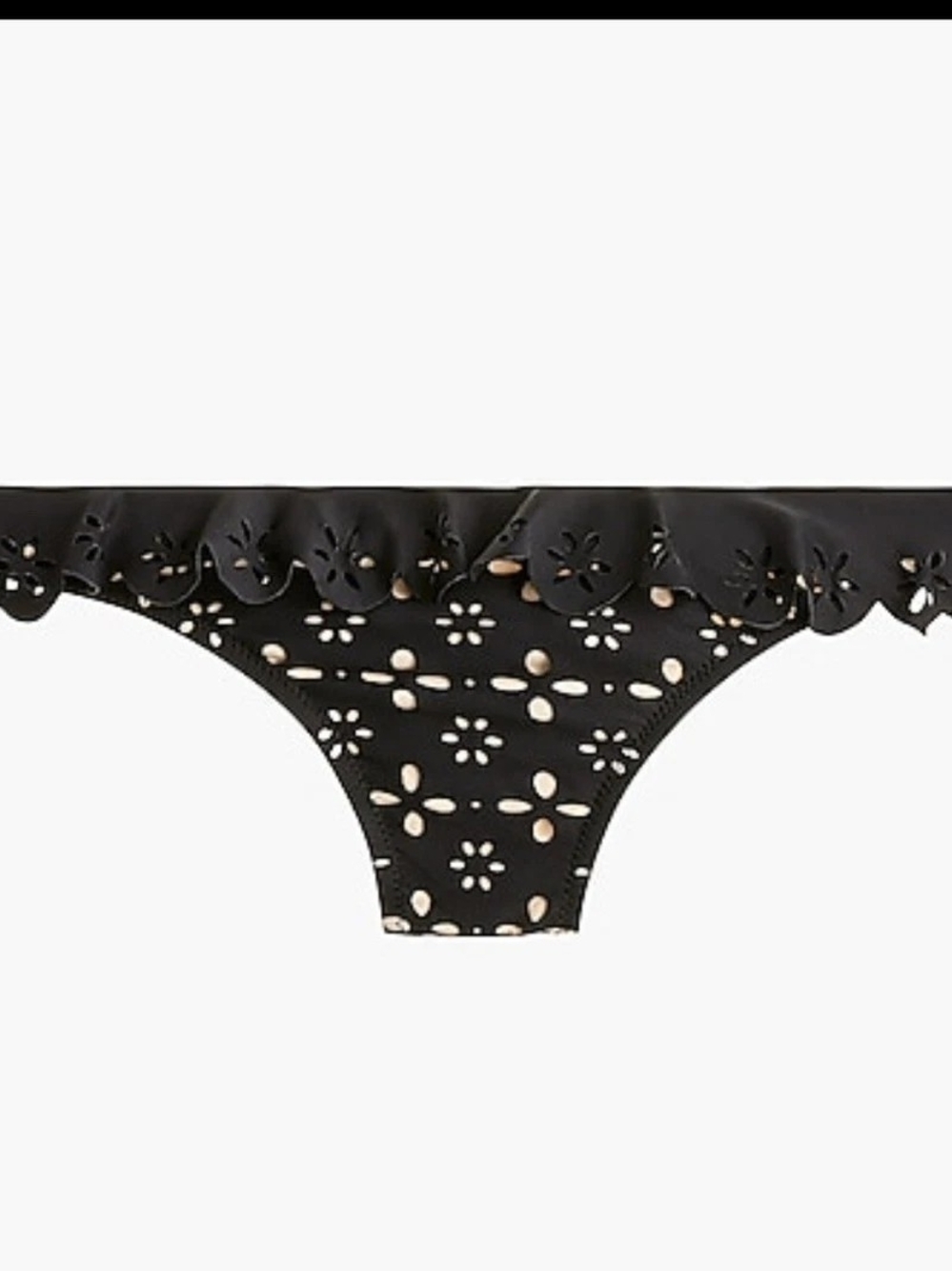 J. Crew Black Laser-Cut Floral Bikini Bottom